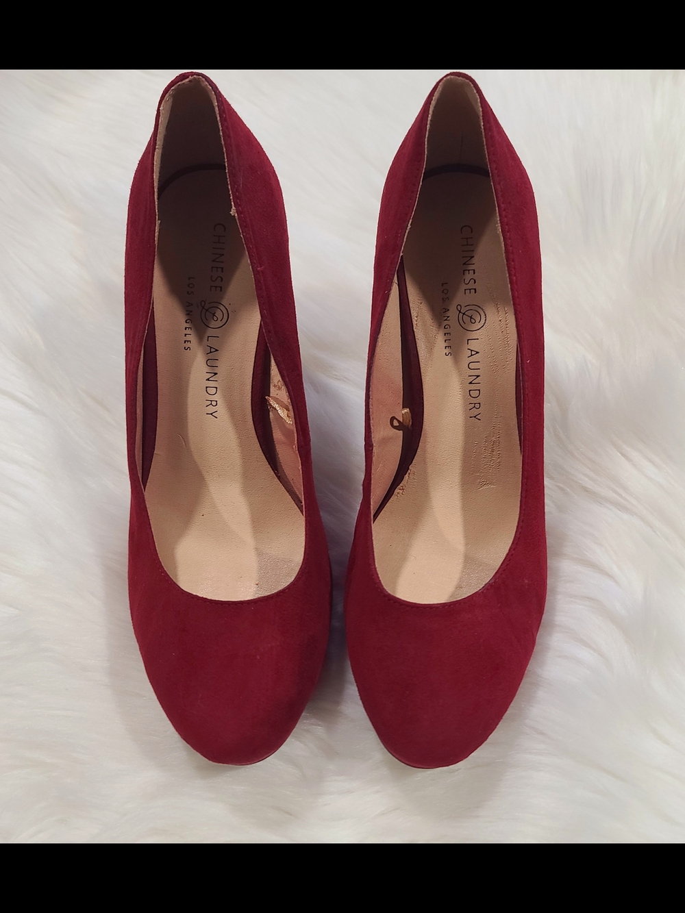 Chinese Laundry Red Suede Platform High Heels - Women's Dress Pumps Size 8/35